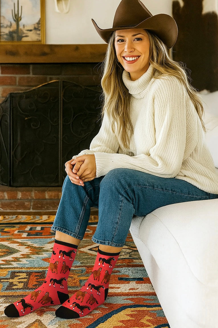 Pavillion Pets Horses Crew Socks