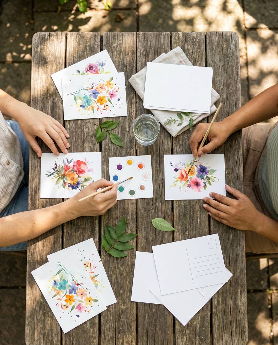 Breathe People Vibrant Botanicals All in One Watercolor Paint Set / Postcard Kit