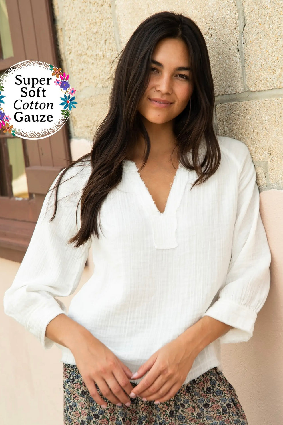 Natural Life Robyn Gauze Top in White – Boutique Tallulah
