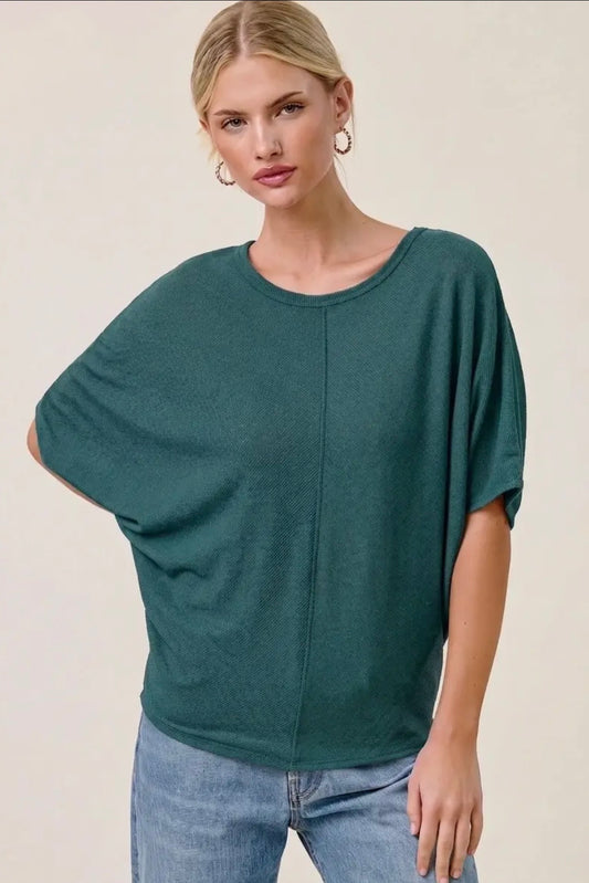 Charlotte Avery Teal Centerline Dolman Top
