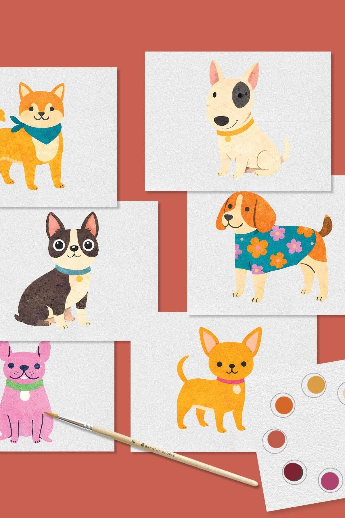 Breathe People Super Pups Watercolor Postcard Kit