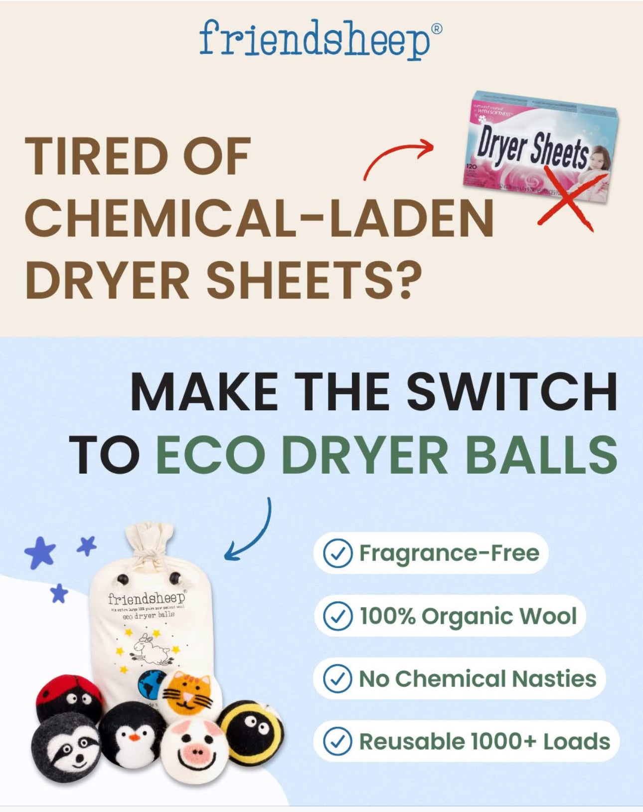 Eco Friendly Wool Dryer Balls by Friendsheep