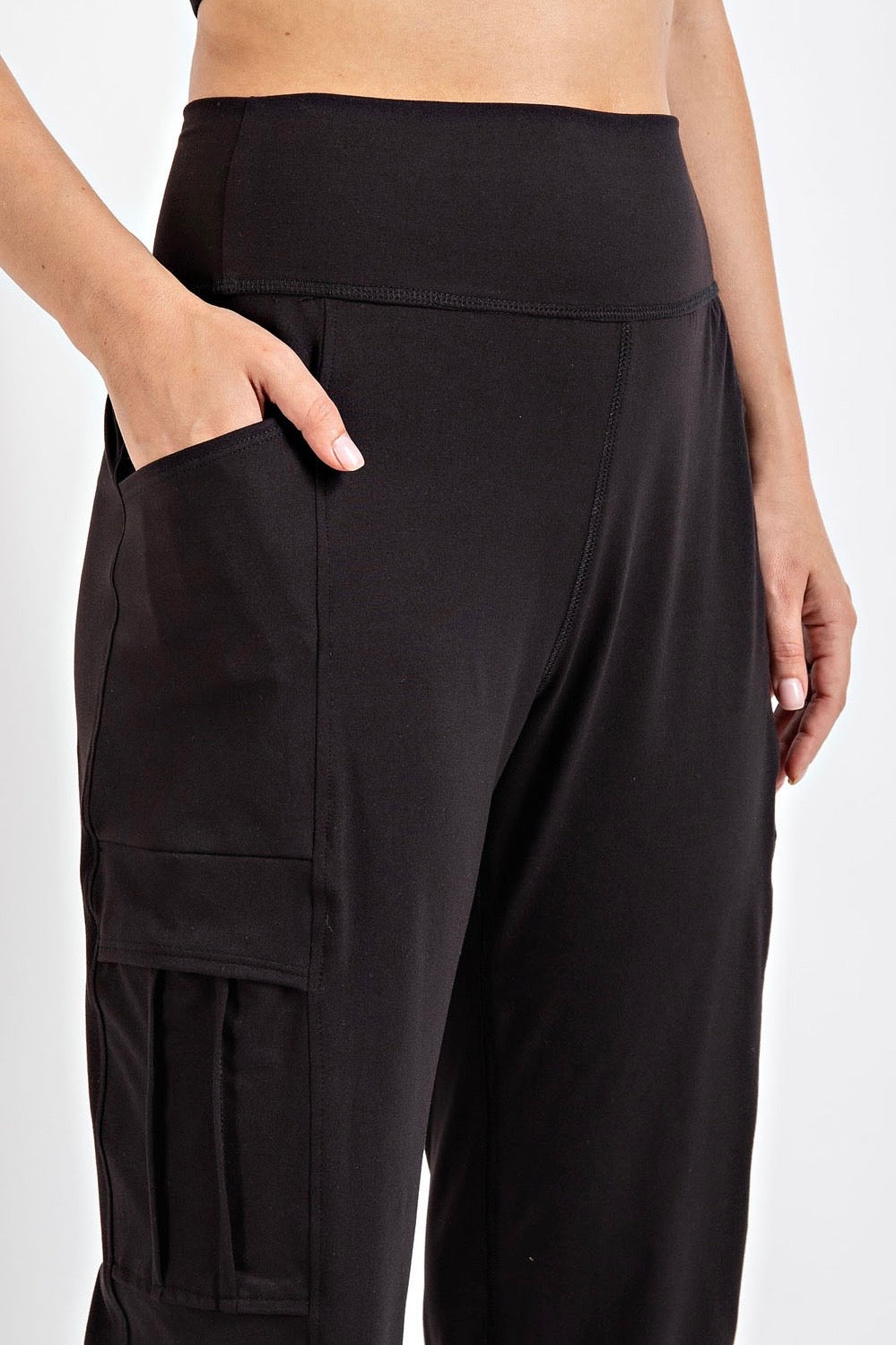 Rae Mode Black Butter Soft High Waist Cargo Joggers