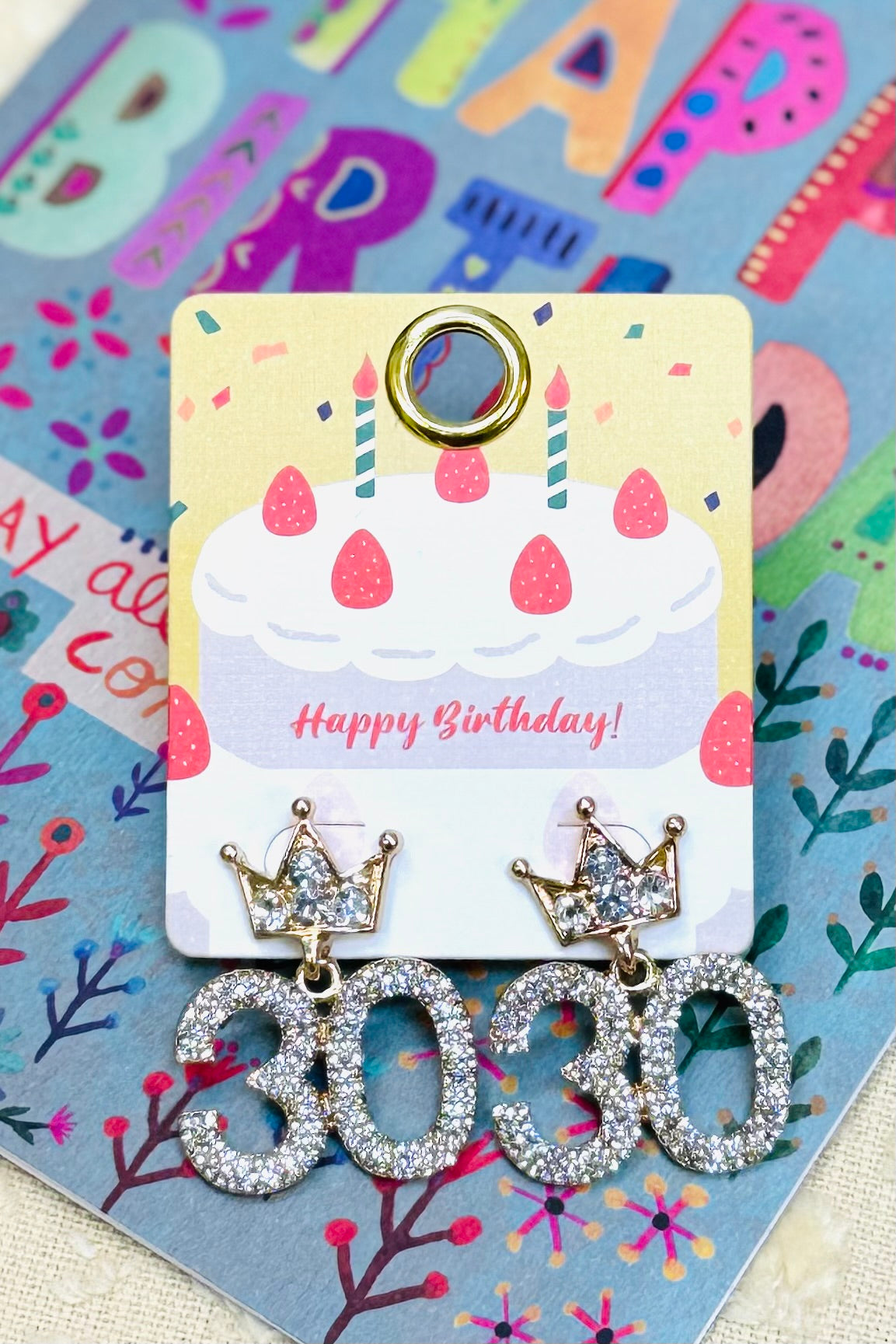 Birthday Girl Bling Dangle Earrings- Choose 21, 30, 40, 50, or 60