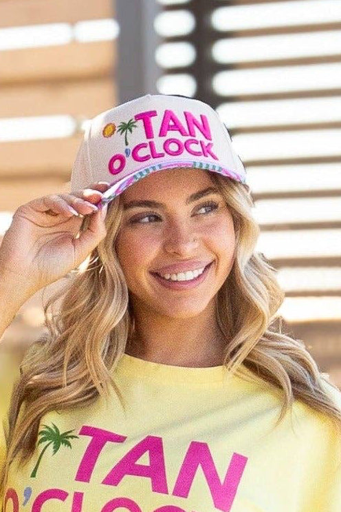 "Tan O'Clock" Tan Cap with Patch Work