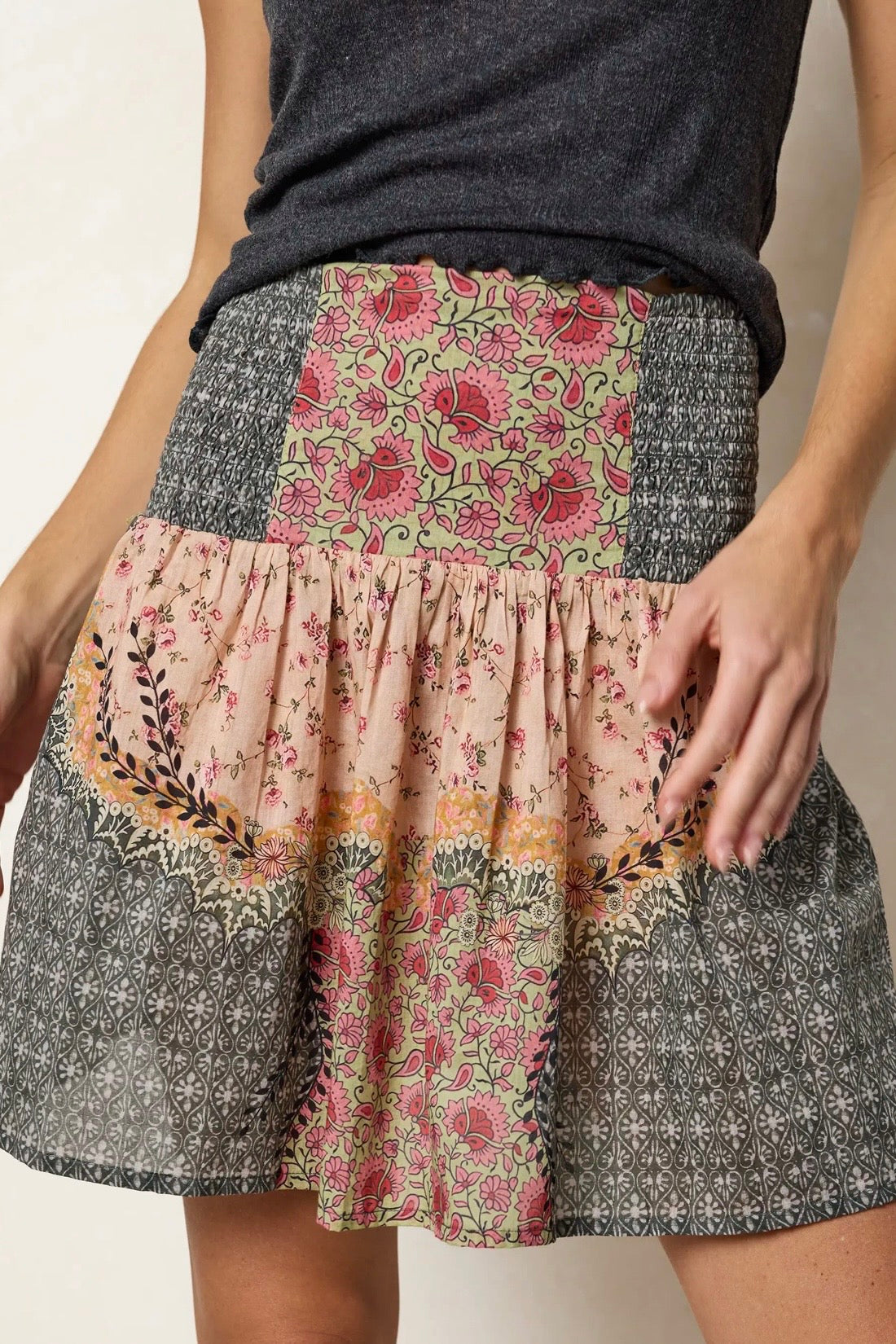 Natural Life Malia Cotton Mini Skirt- Pink Frames