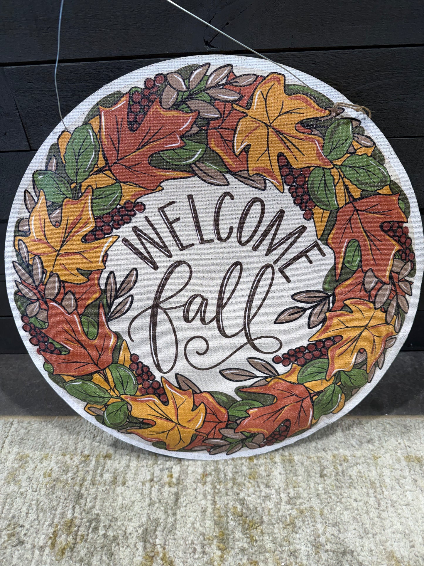 $33 SALE!  Candy Cane Wishes/Fall Leaves Burlap Burlee Door Hanger REG. $66