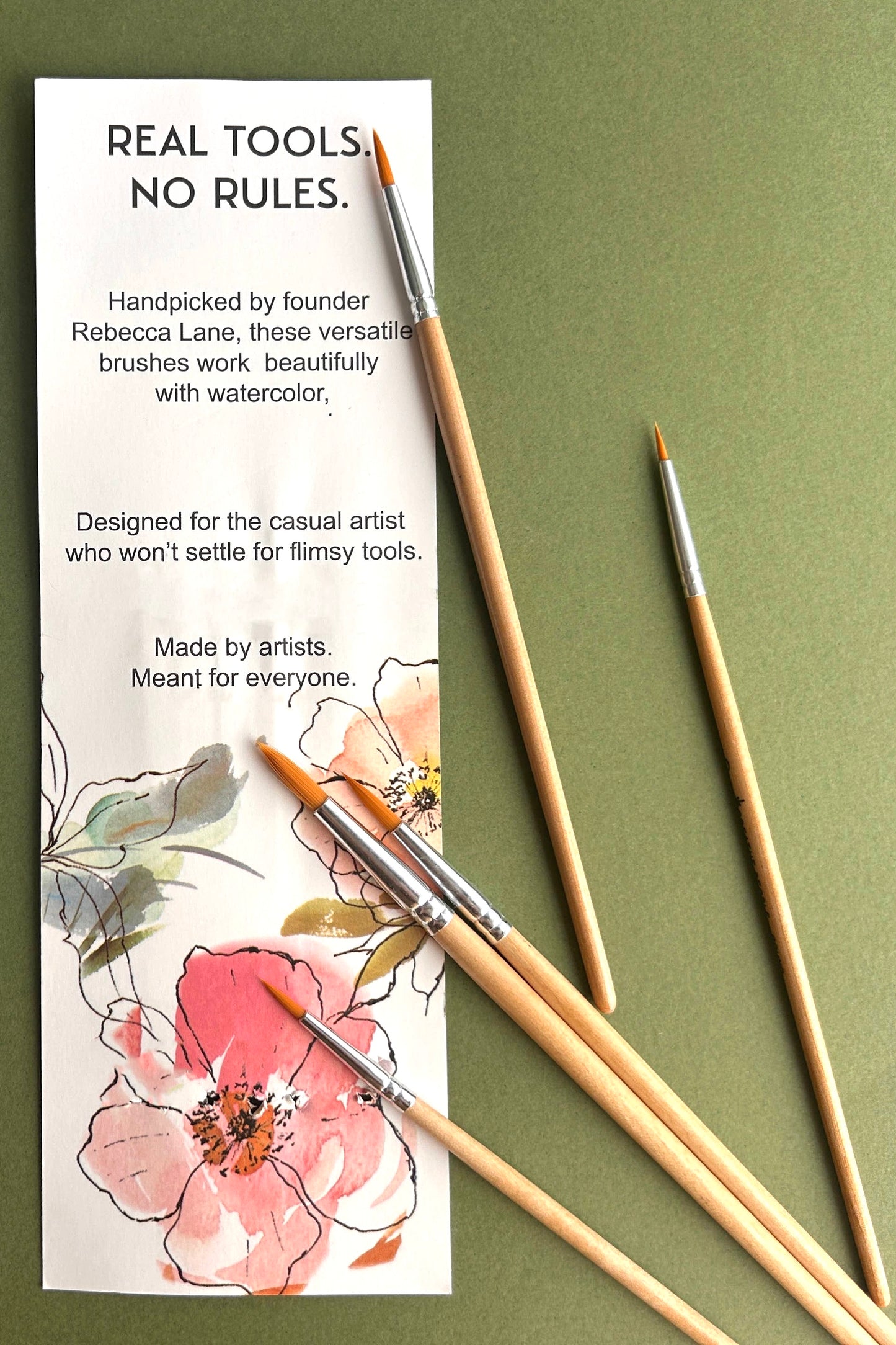 Breathe People 5-Piece Round Watercolor Brush Set: Full Range, Sizes 0-8
