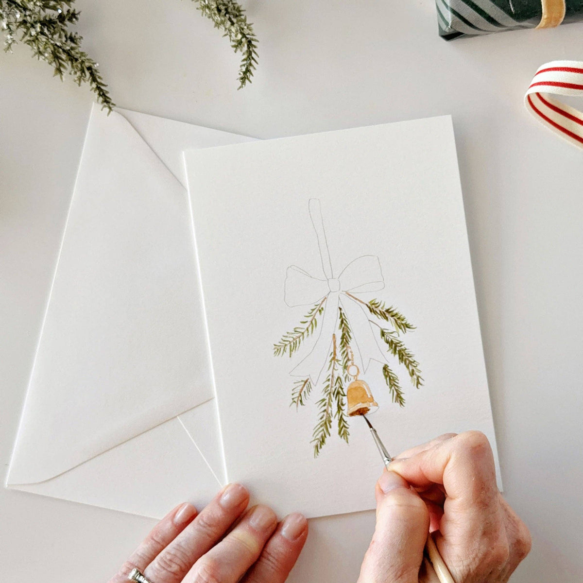 Classic Christmas Paintable Notecard Set of 8- Emily Lex Studio