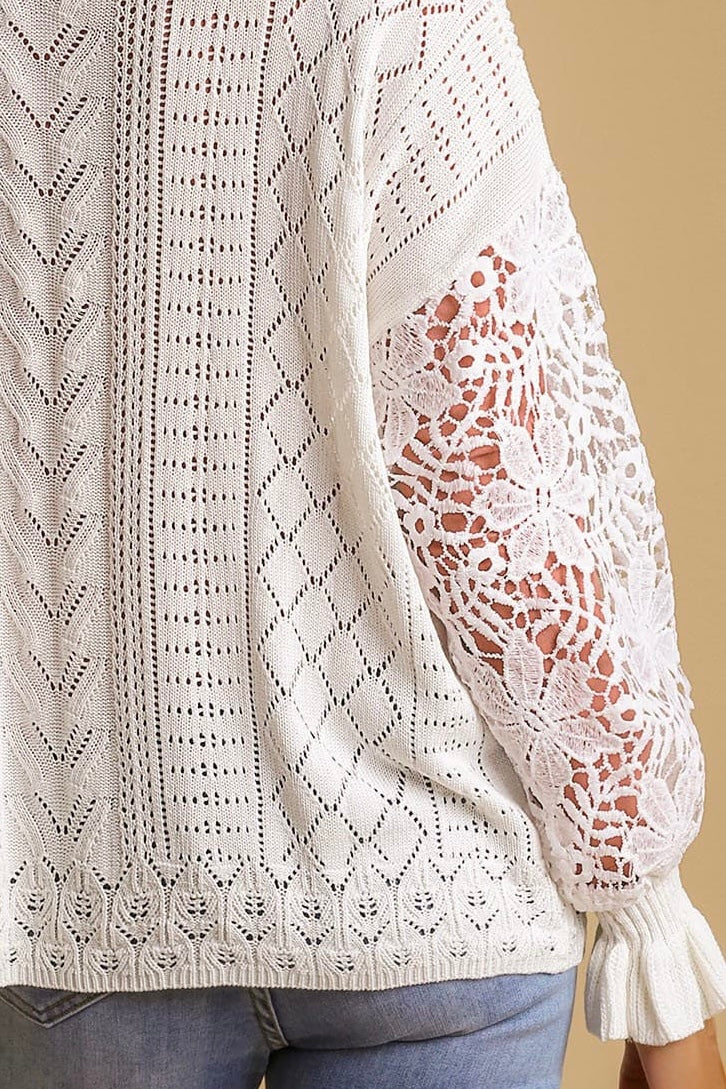 Umgee Cream Crochet Sweater