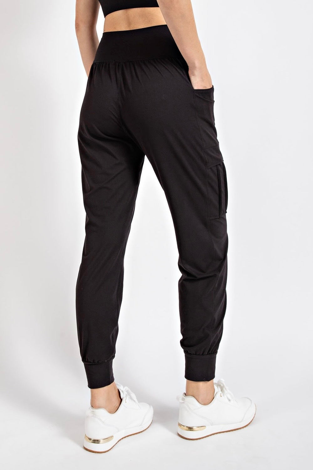 Rae Mode Black Butter Soft High Waist Cargo Joggers