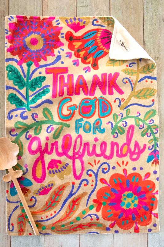Natural Life Cotton Dish Towel- Thank God for Girlfriends