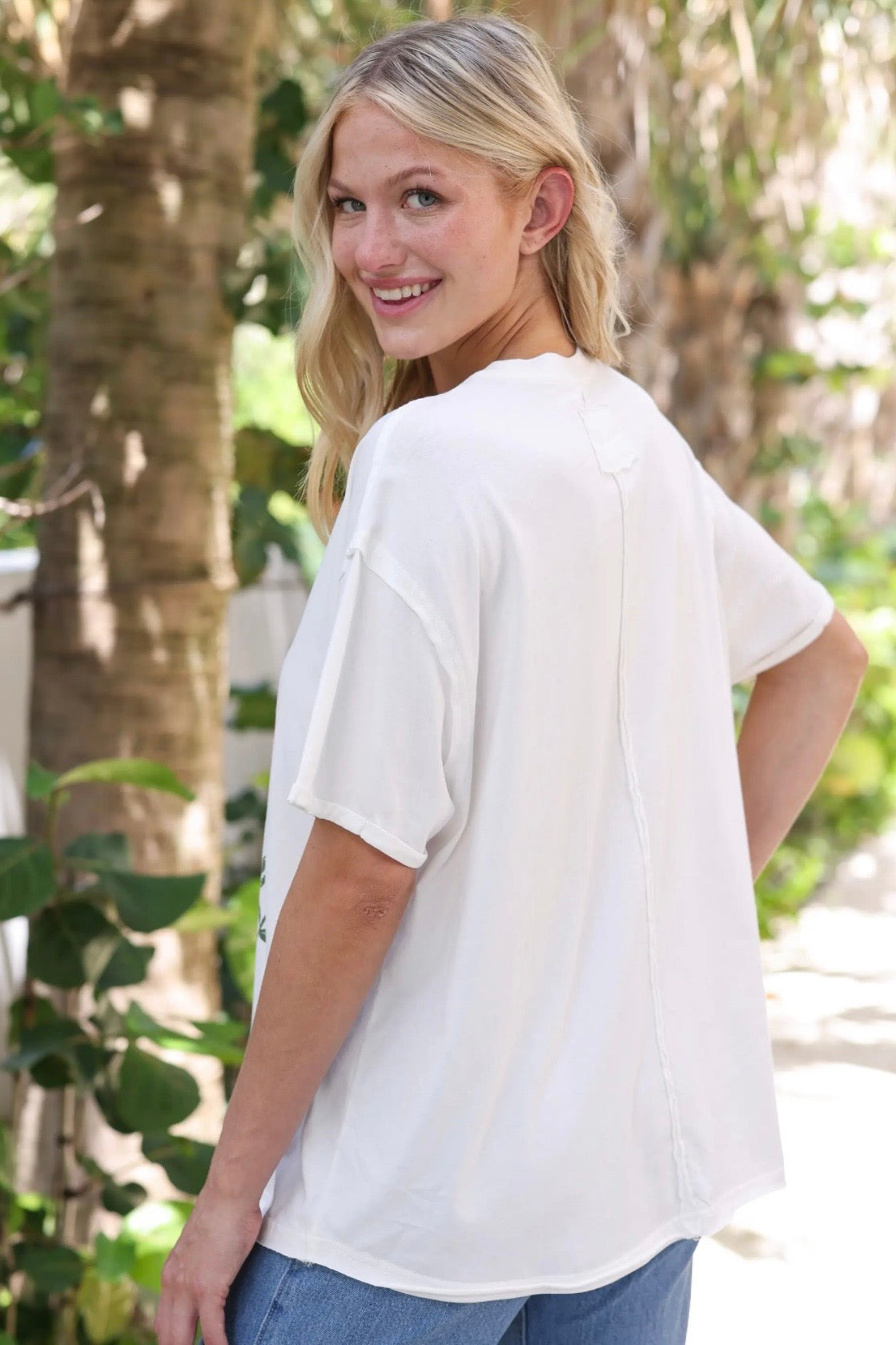 Natural Life Live Happy Flower Graphic Tee