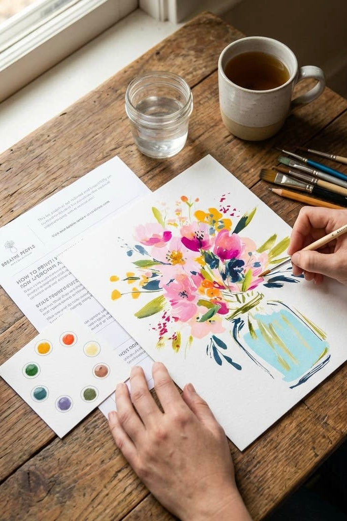 Breathe People Jar of Flowers All-In-One Beginner Watercolor Paint Set