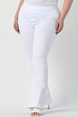 Cello Plus White Ultra Stretchy Pull On Flare Jegging