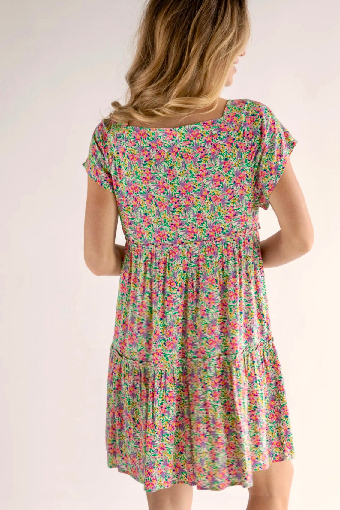 Natural Life Berkley Short Dress Ditsy Neon Floral