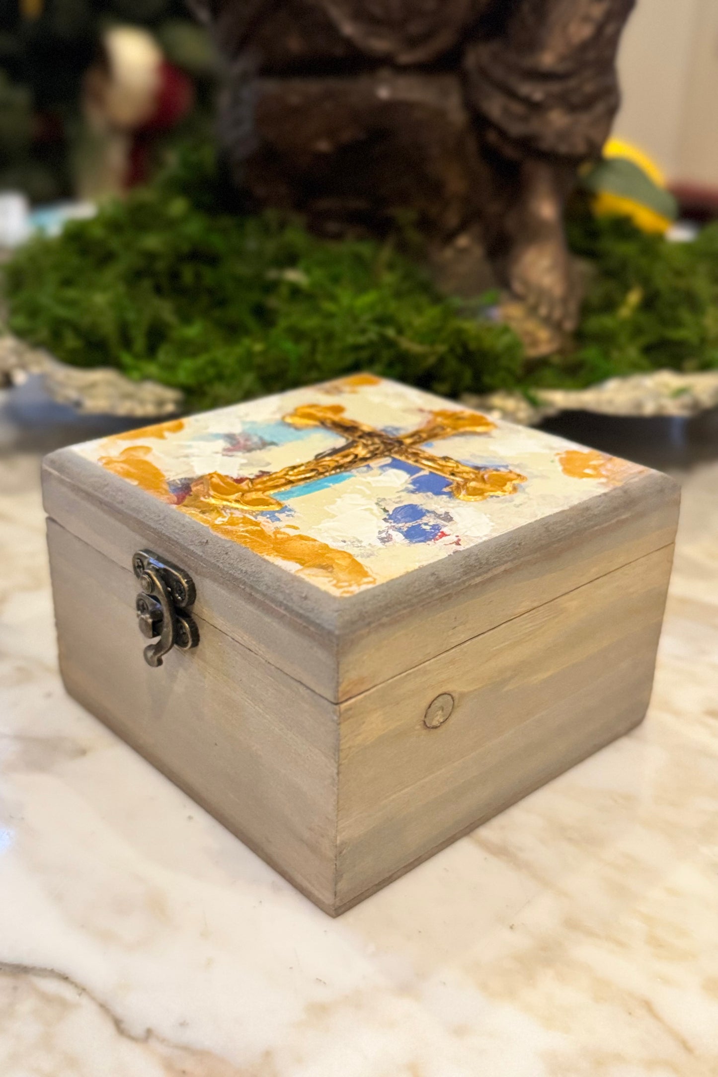 Golden Cross Decorative Box by Candice Boatright