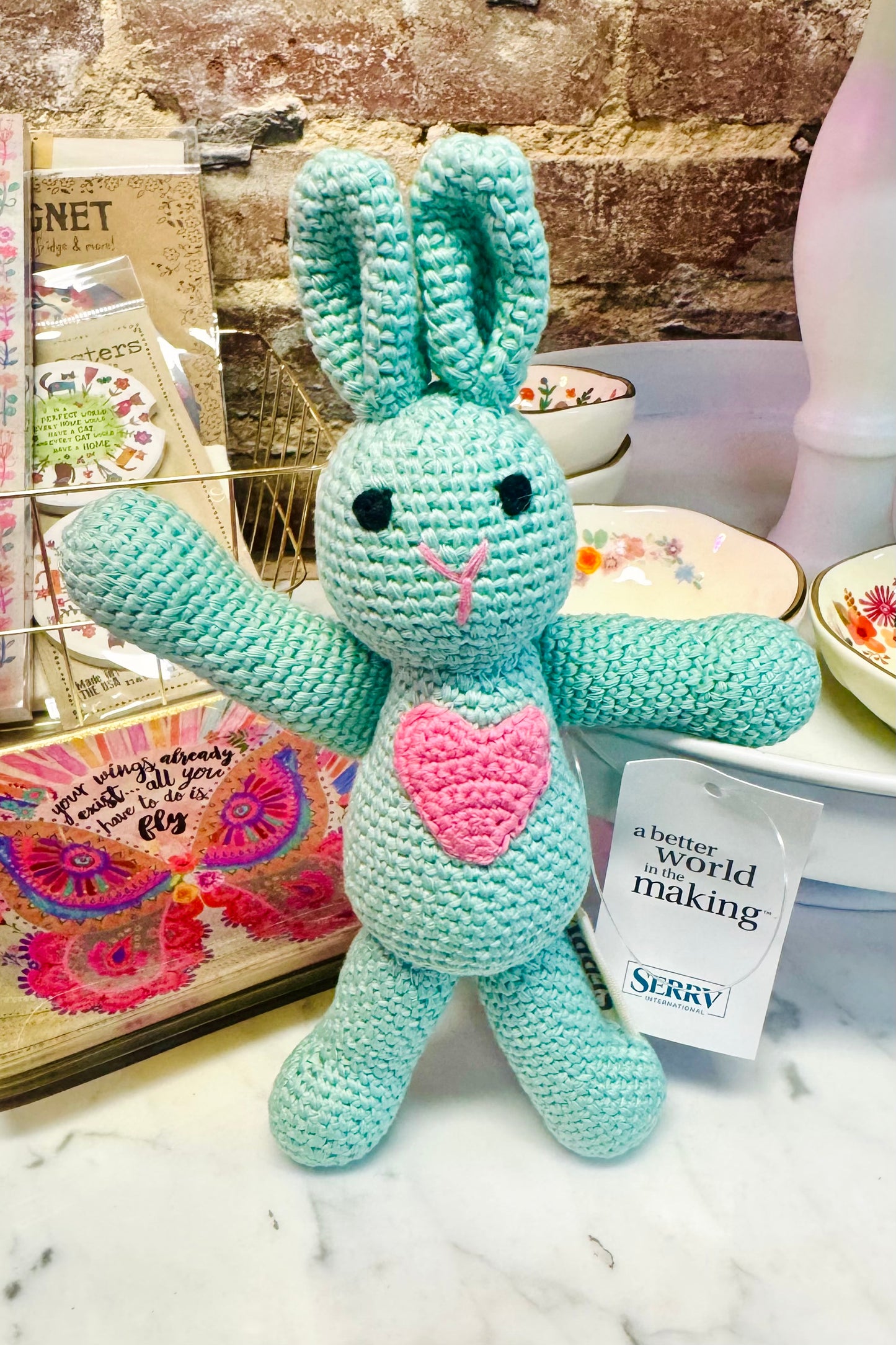 Hand Crocheted Sky Blue Love Bunny