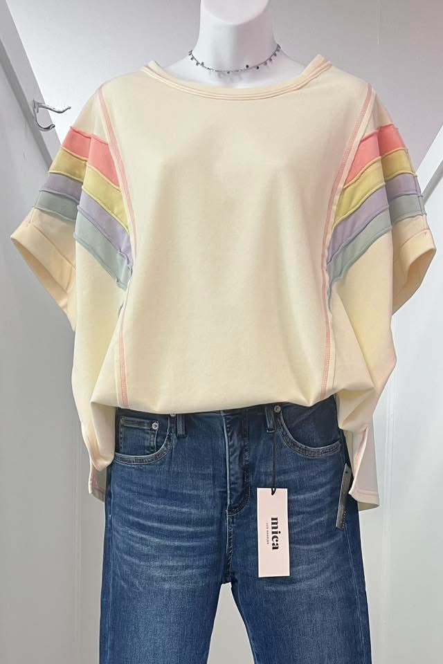 Rainbow Shoulder Washed Top