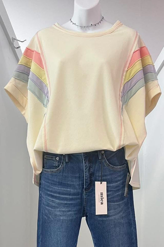 Rainbow Shoulder Washed Top