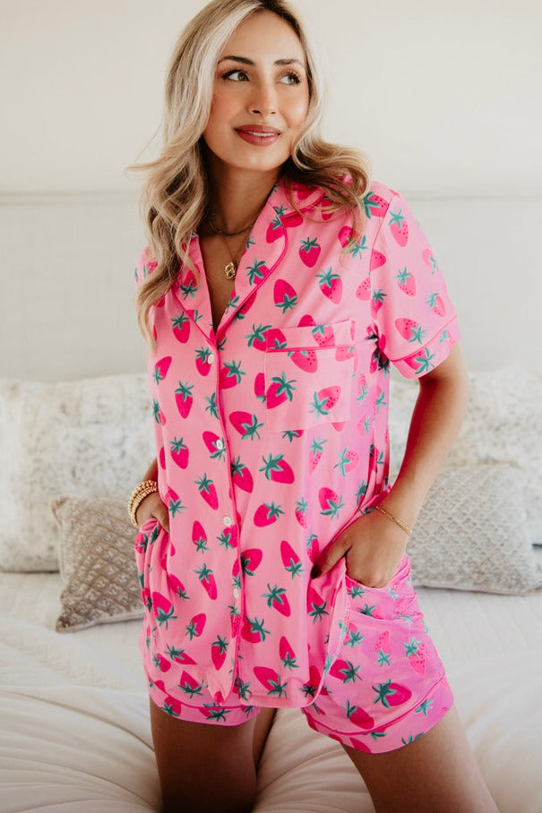 Katydid Pink Strawberries 2 pc Lounge Set