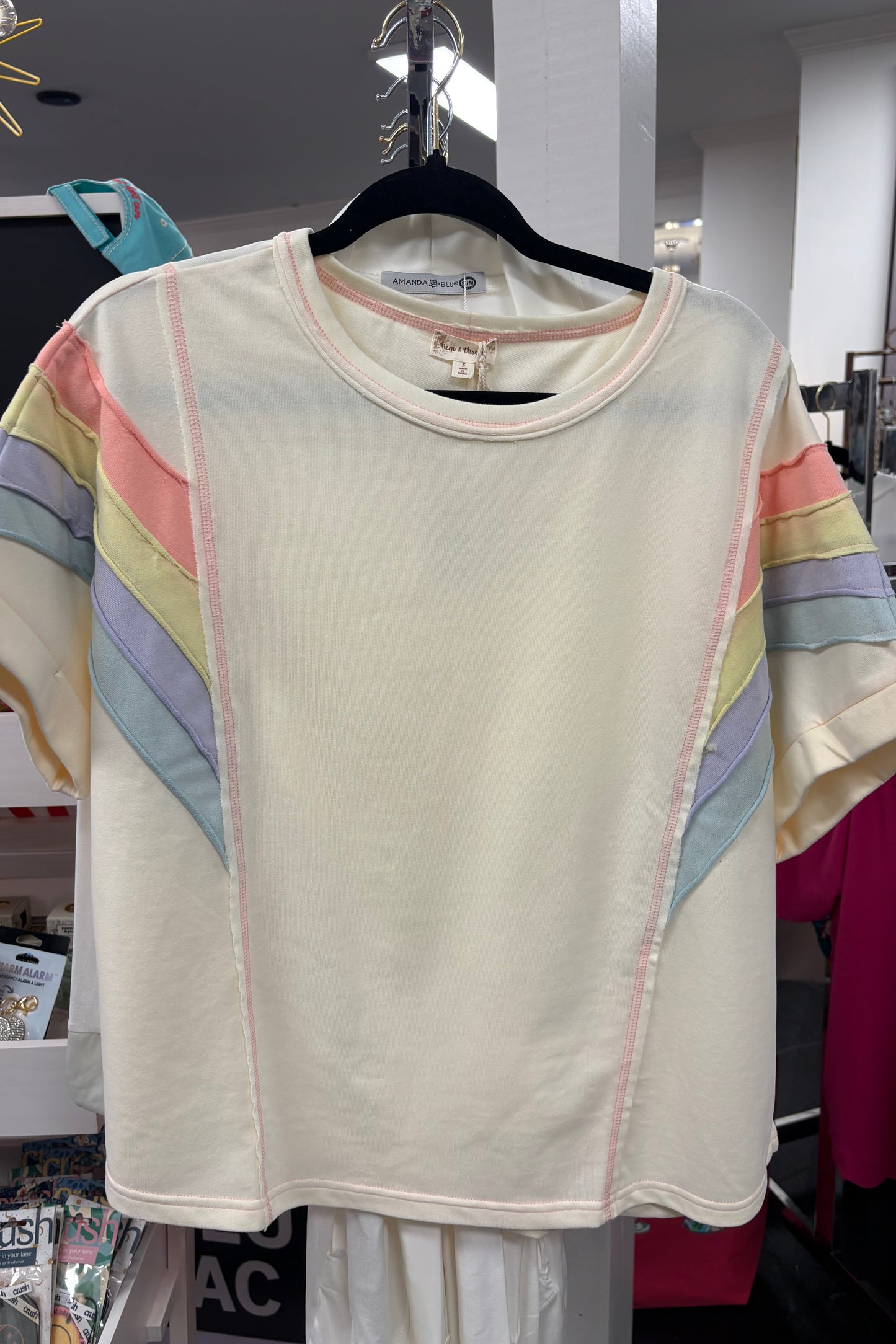 Rainbow Shoulder Washed Top