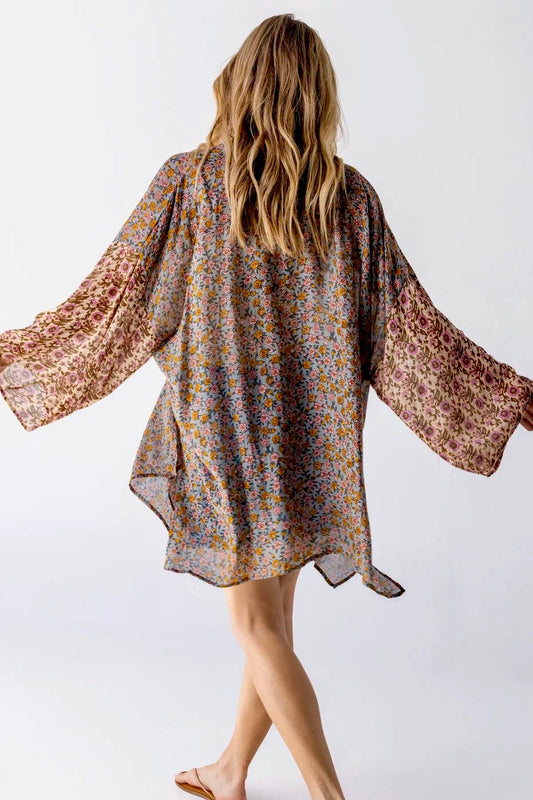 Natural Life Sierra Kimono- Mustard Pink Floral
