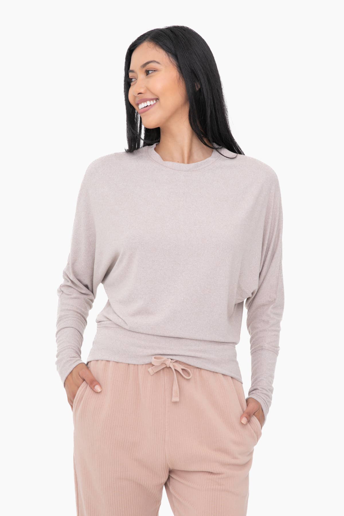 Mocha Dolman Long-Sleeved Super Soft Top