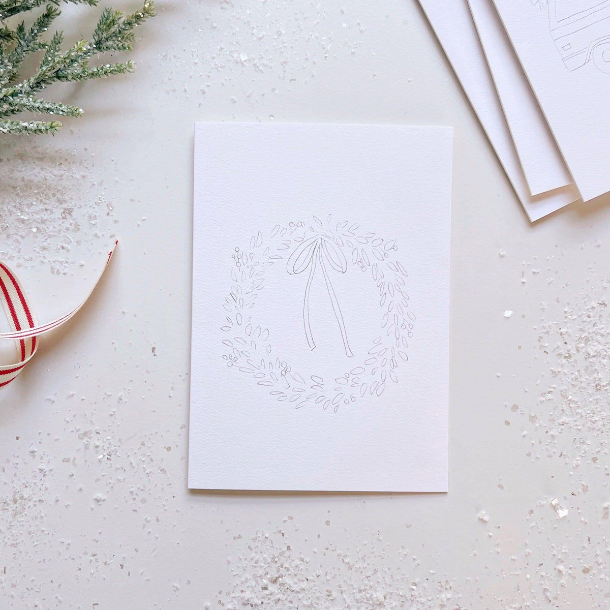 Christmas Cheer Paintable Watercolor Notecard Set of 8- Emily Lex Studio