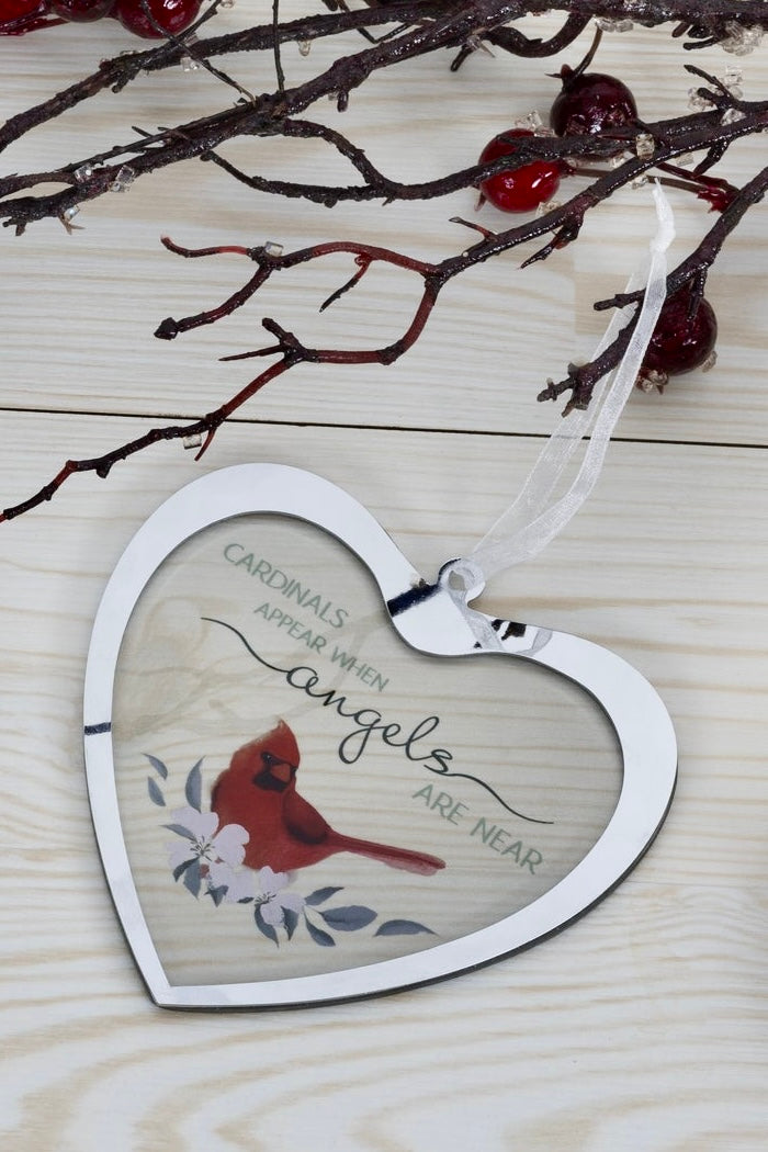 Cardinals Appear Mirrored Glass Ornament