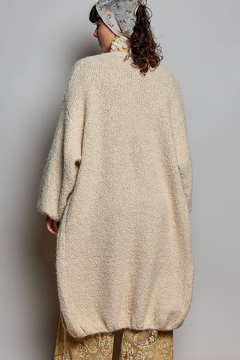 POL Soft Boucle Knit Oversized Long Cardigan- One Size