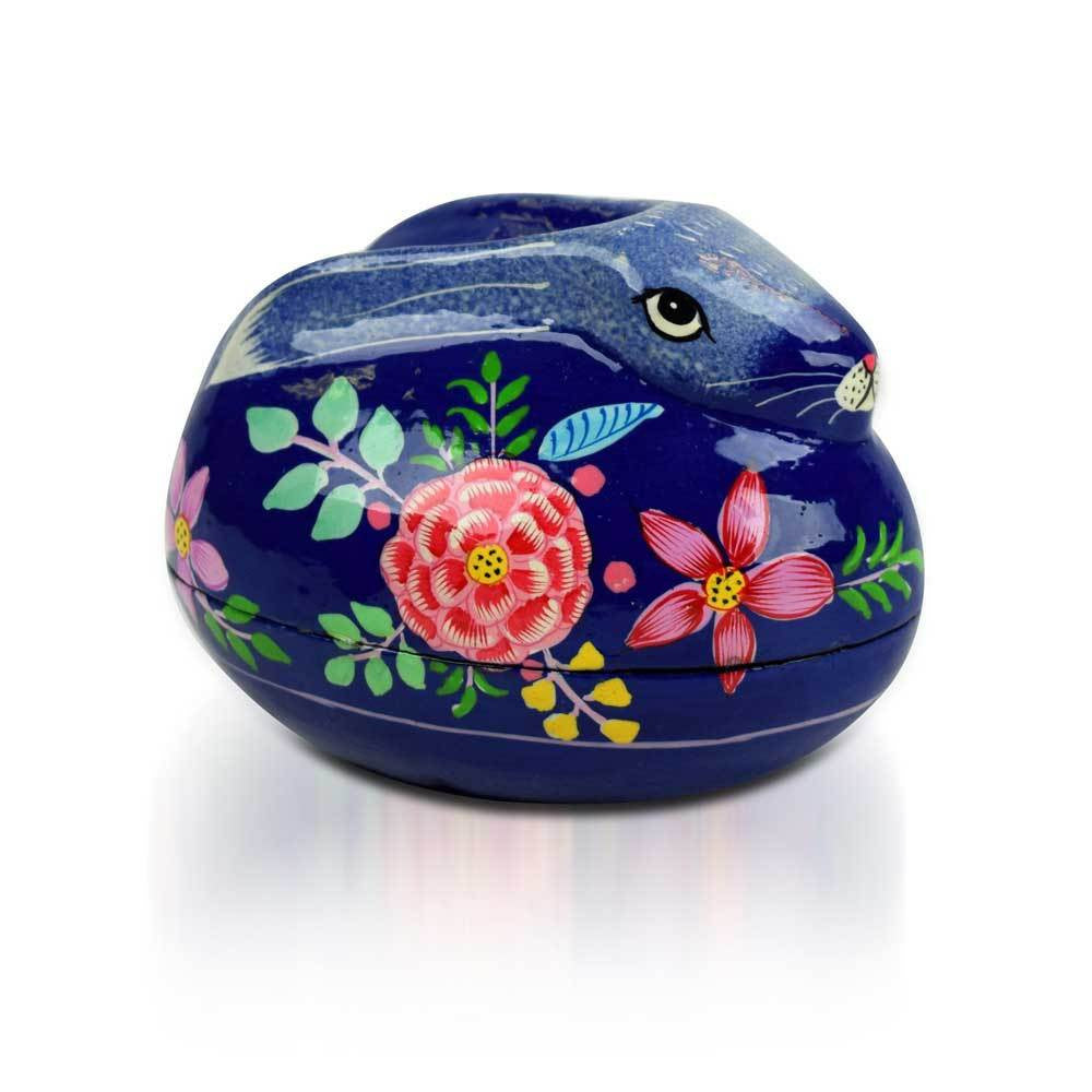 Hand Painted Royal Blue Bunny Box