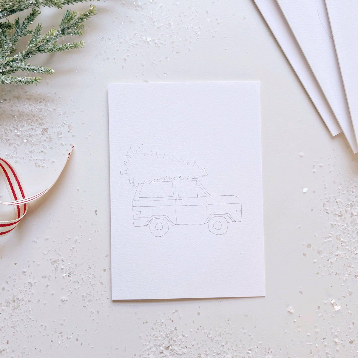 Christmas Cheer Paintable Watercolor Notecard Set of 8- Emily Lex Studio