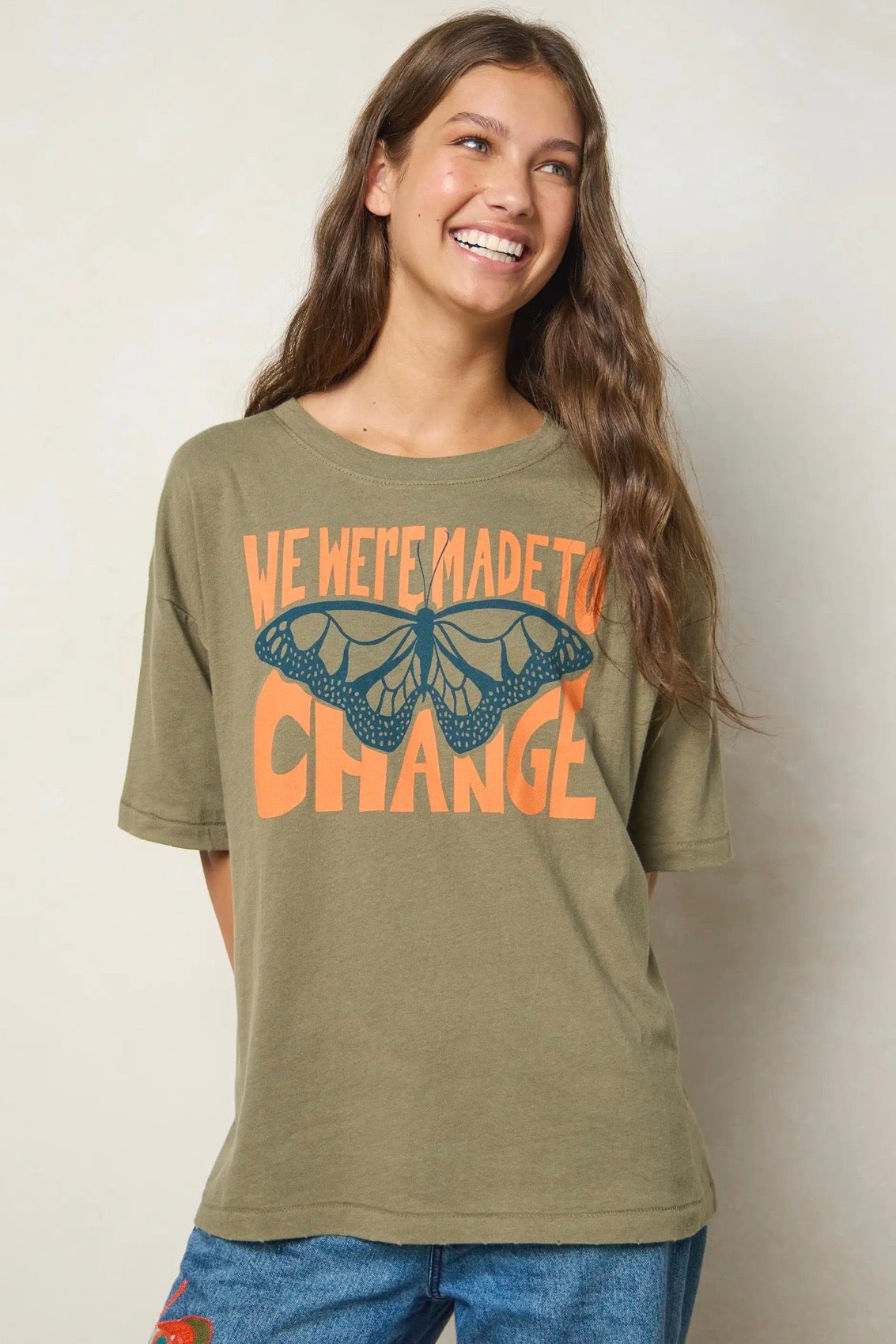 Natural Life Remi Distressed Cotton Tee Shirt- Made to Change