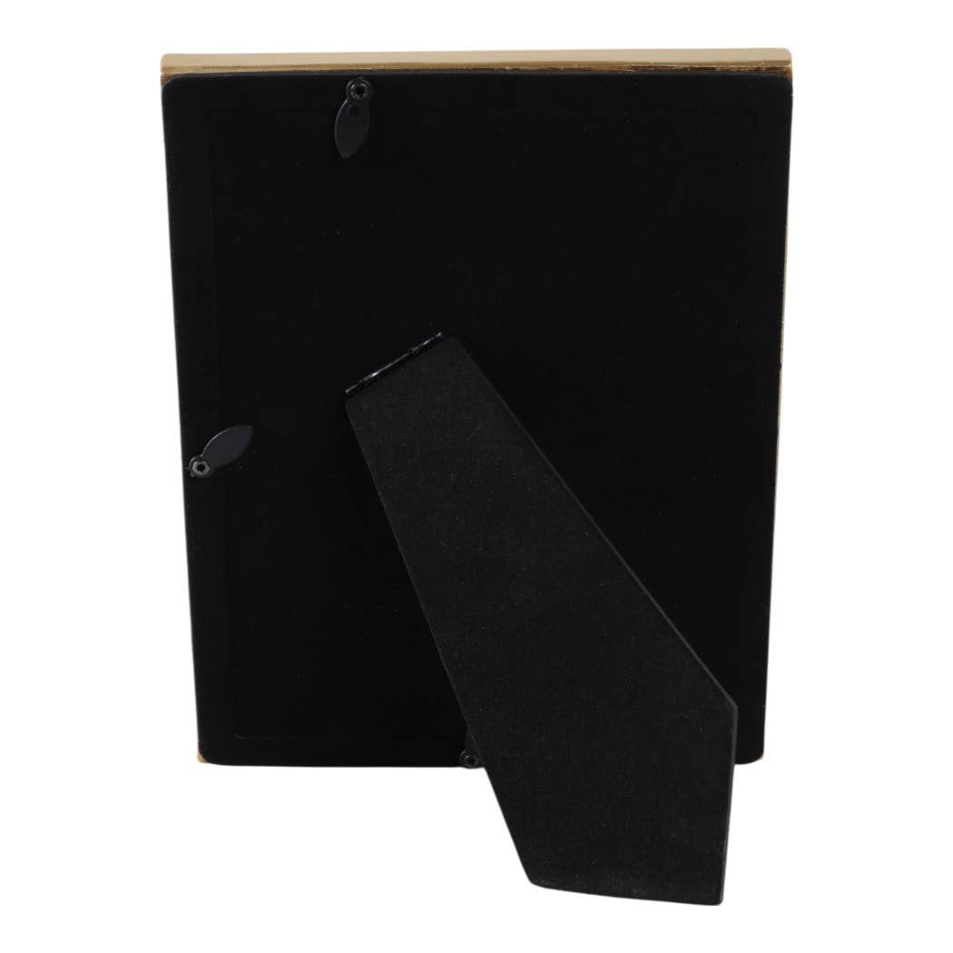 Vatican Homes Gold Resin Photo Frame with Mirrored Beaded Border 5x7