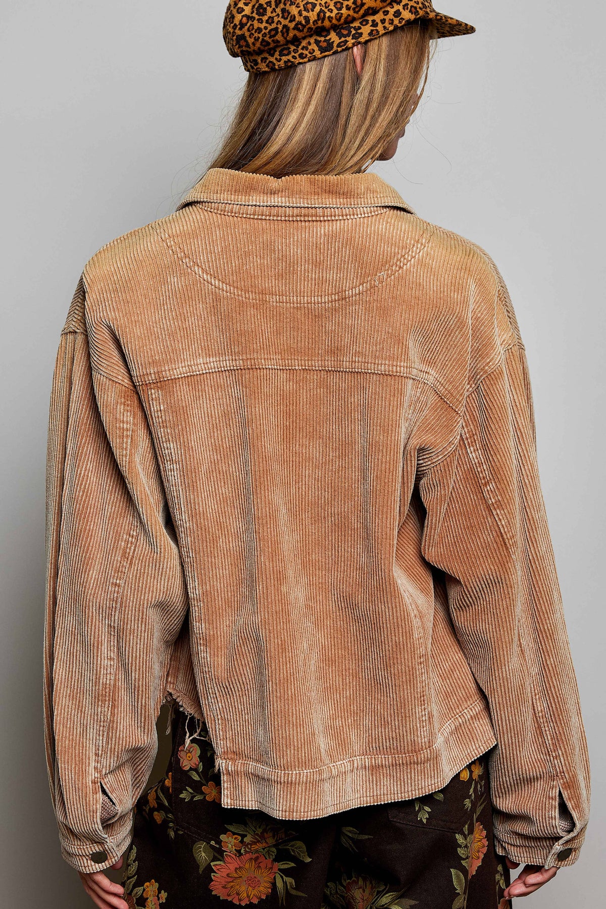 POL Pocket Front Button Down Corduroy Trucker Jacket