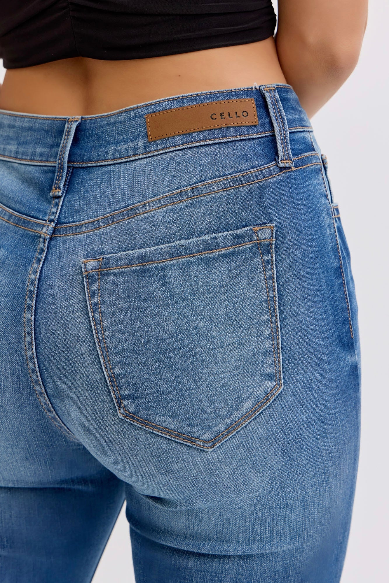 Cello Mid Rise Bootcut Medium Dark Wash Jeans