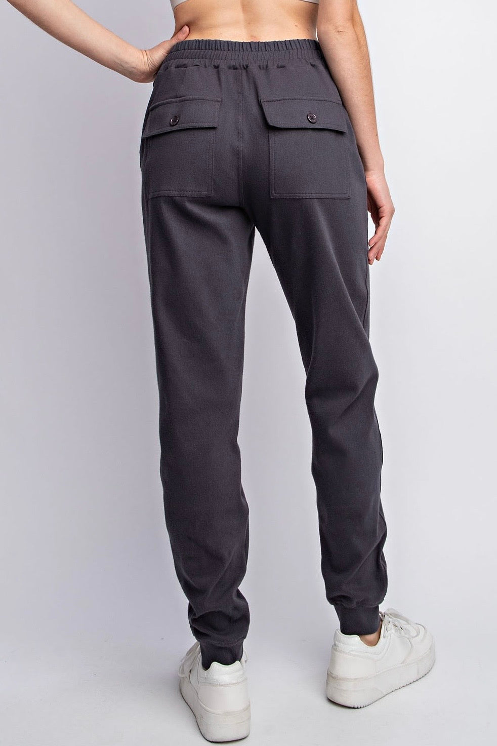 Charcoal Cotton Stretch Twill Jogger Pants