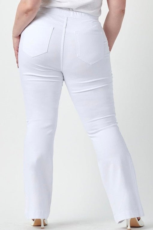 Cello Plus White Ultra Stretchy Pull On Flare Jegging