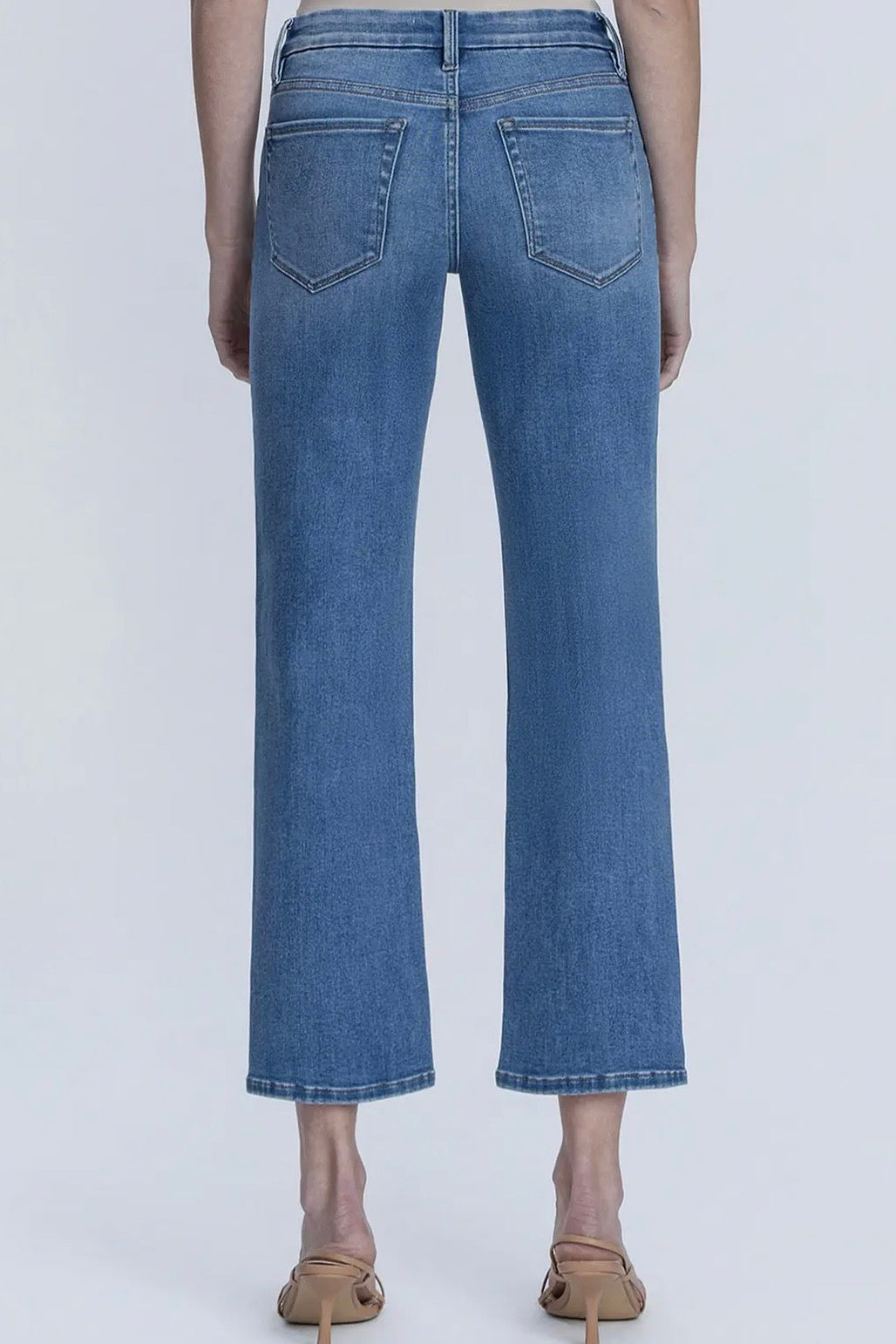 Lovervet Mid Rise Comfort Stretch Straight Leg Cropped Jean in Medium Denim- 28" inseam