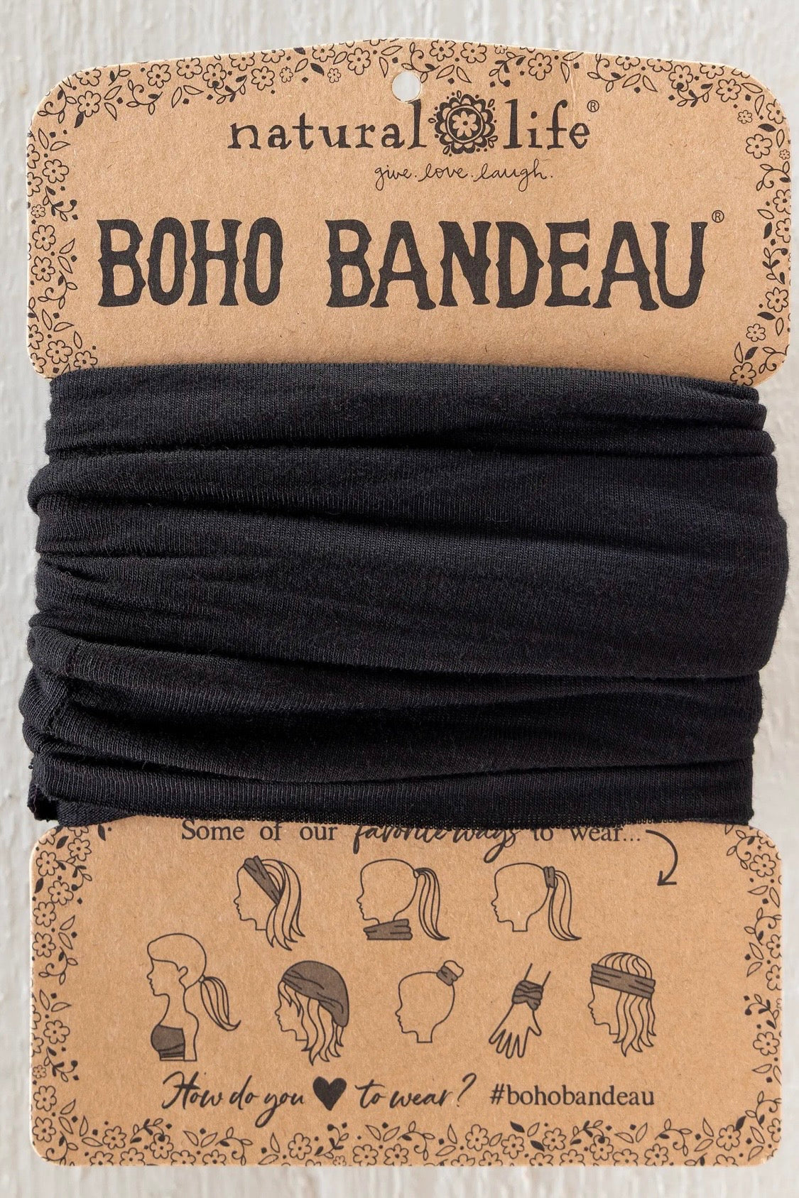 Natural Life Boho Bandeau Headband in Black