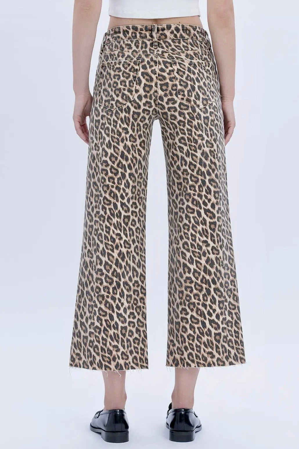 Vervet Leopard High Rise Crop Wide Leg Comfort Stretch Jean- 27” Inseam
