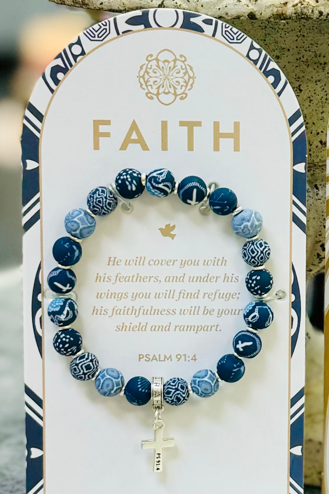 Faith Clay Beaded Bracelet with Cross Charm by Jilzarah