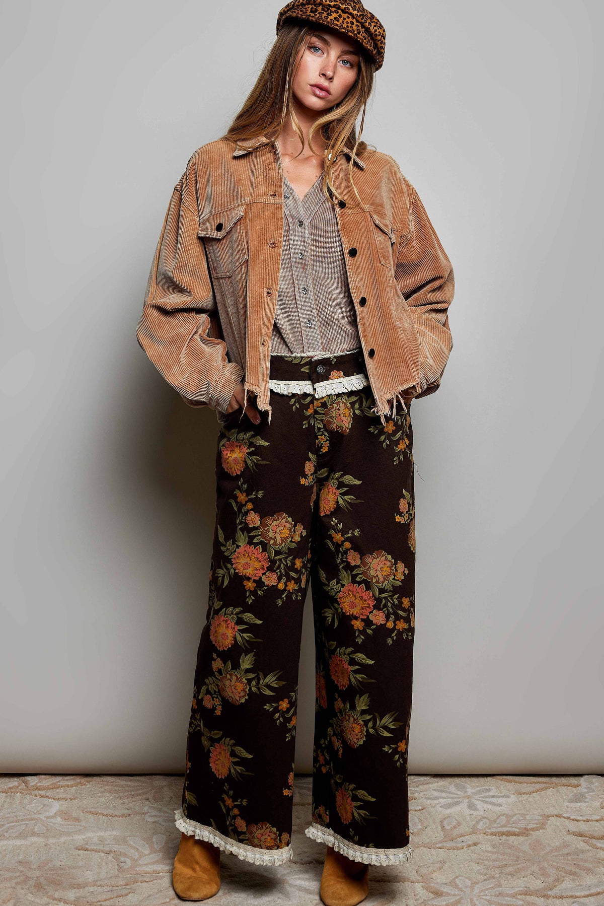 POL Pocket Front Button Down Corduroy Trucker Jacket