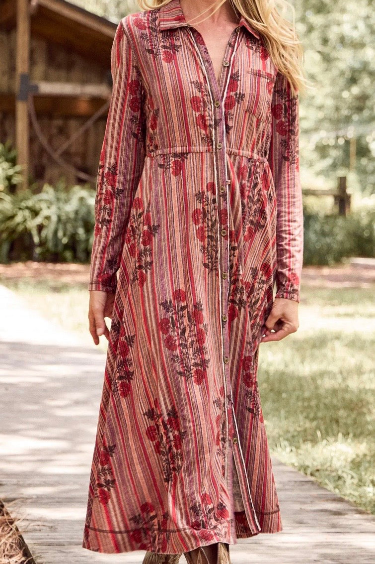 Natural Life Christa Cotton Maxi Dress in Red Batik Garden