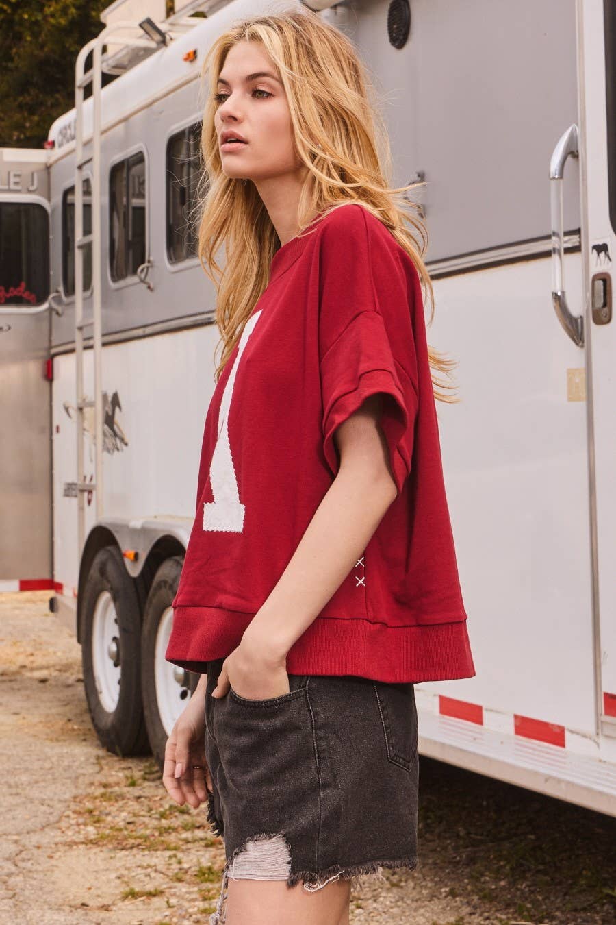 Oddi Crimson and White Oversized Alabama Game Day Sweatshirt