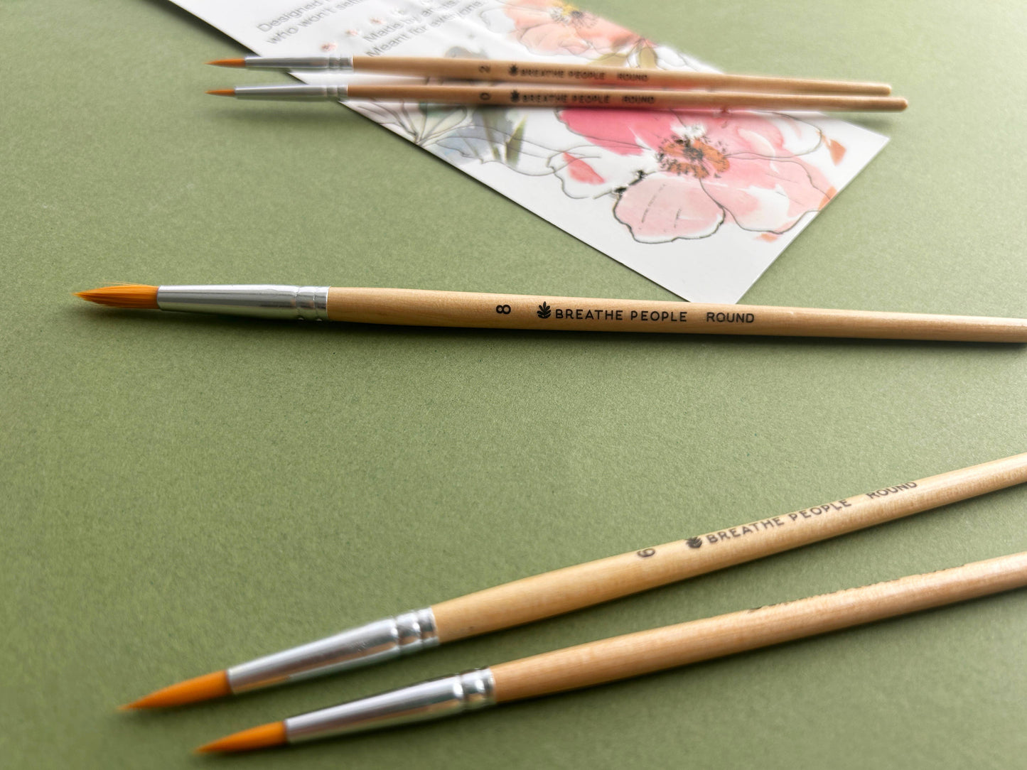 Breathe People 5-Piece Round Watercolor Brush Set: Full Range, Sizes 0-8