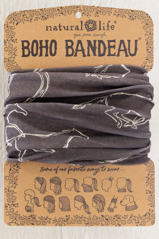 Natural Life Boho Bandeau Headband in Western Wild Chocolate Horses