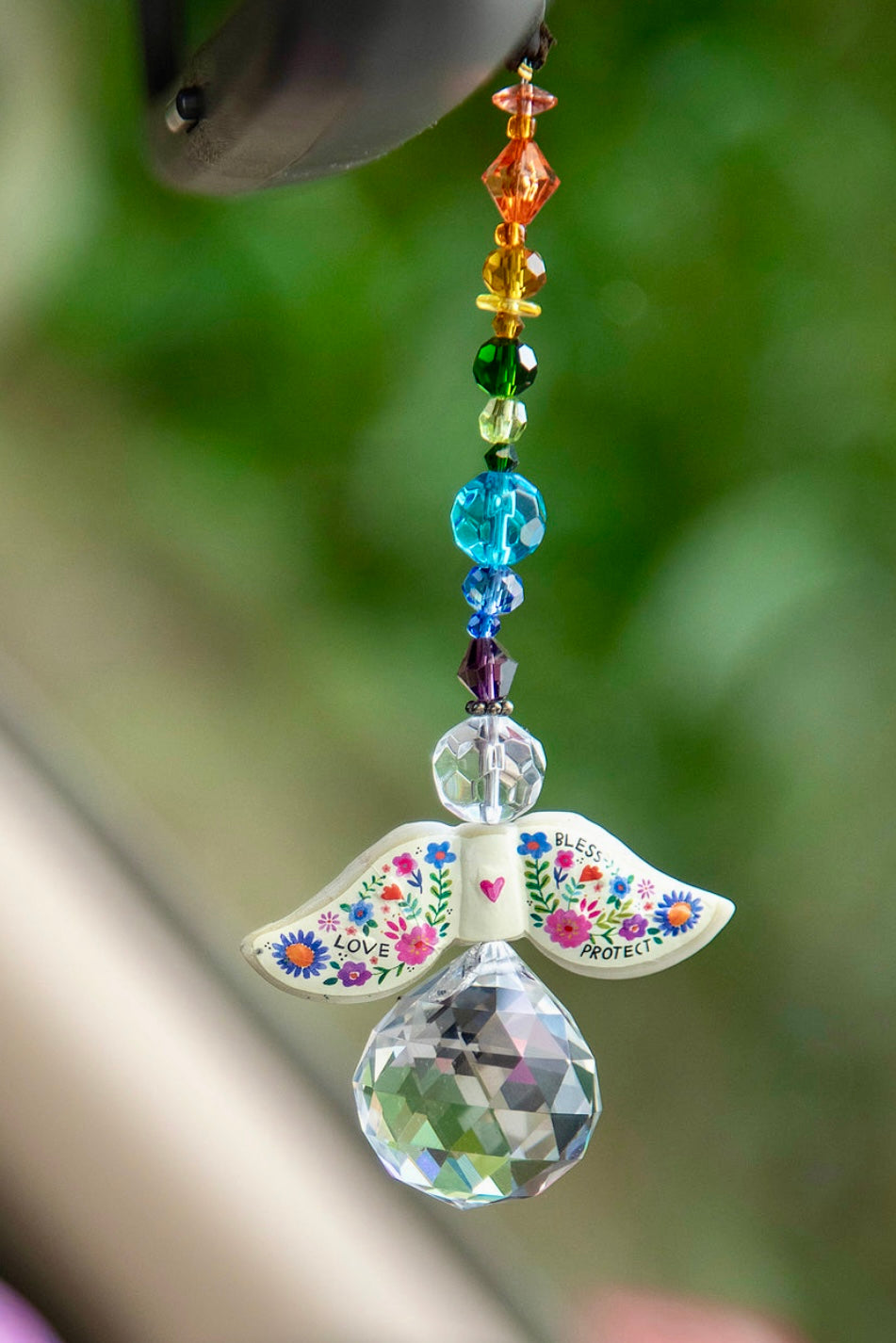 Natural Life Sun Catcher Car Charm- Angel Rainbow