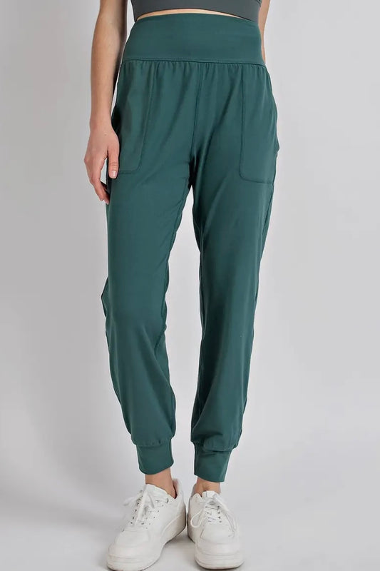 Everglade Green Butter Soft High Waist Jogger Pants with Pockets